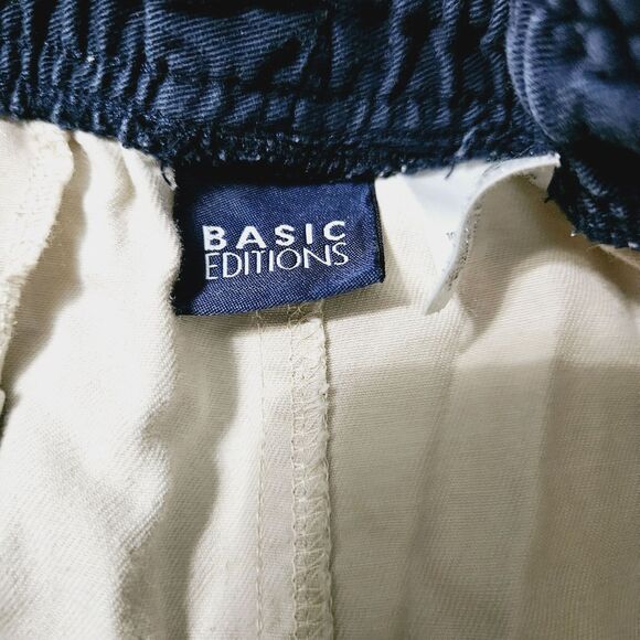 Basic Editions Boys Shorts Beige 14/16 100% Cotton Cargo Pockets Elastic Waist - Picture 5 of 13